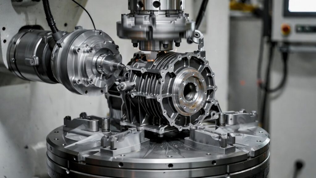 the rotary table and the part being machined from multiple angles