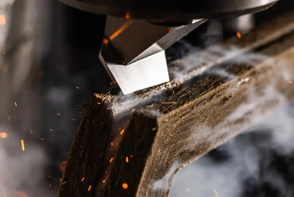 CNC tool cutting precise dovetail groove in custom railroad O-ring