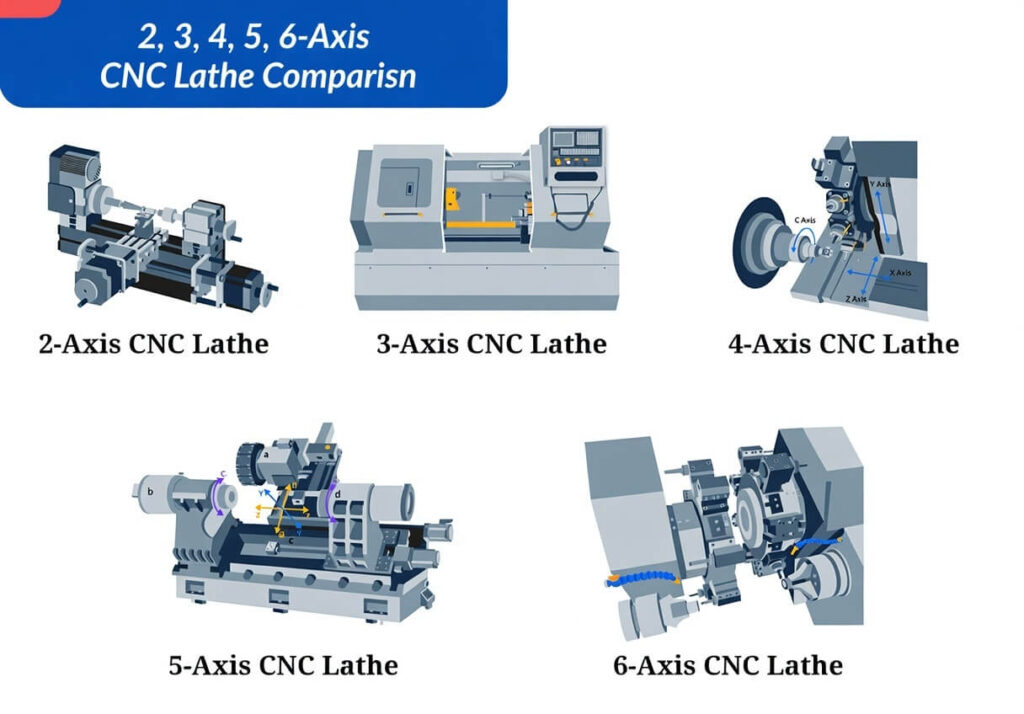 2,3,4,5,6-Axis CNC Lathe comparison