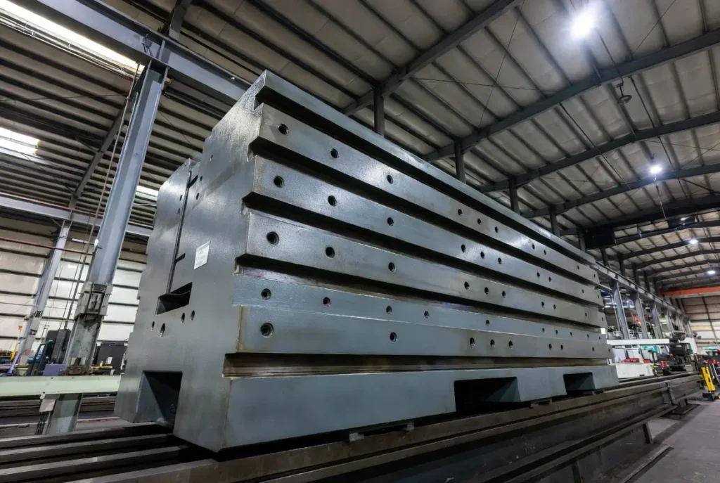 CNC machined gray cast iron machine tool bed in heavy machinery factory