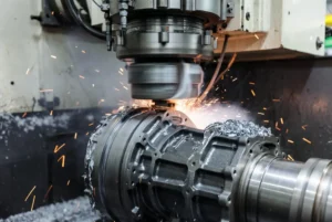 CNC machining ductile cast iron gearbox housing with coated carbide tools