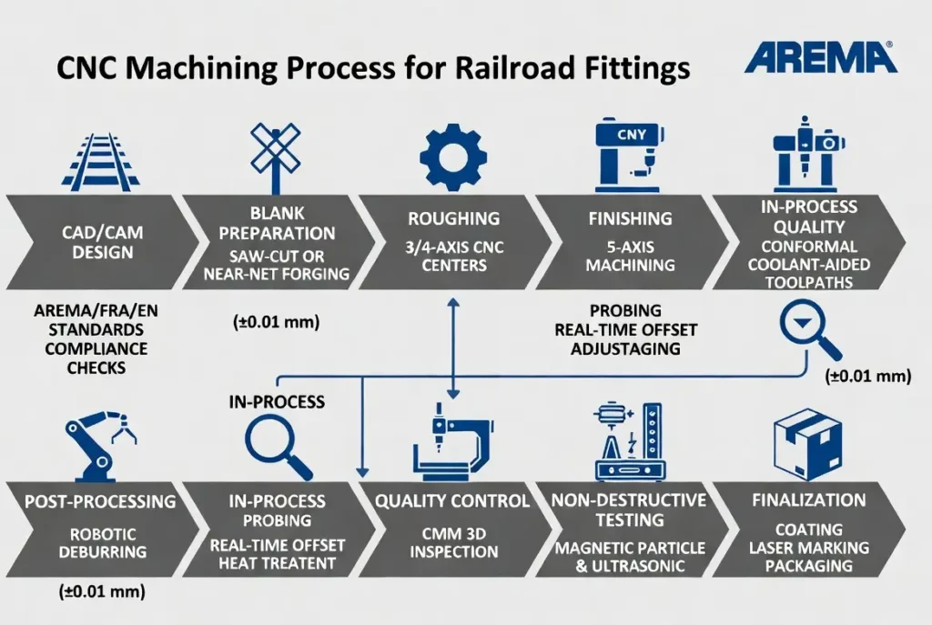 CNC Machining Process Flowchart for Railroad Fittings