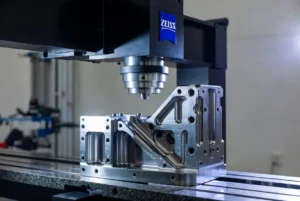 CMM performing GD&T inspection on CNC machined aerospace part