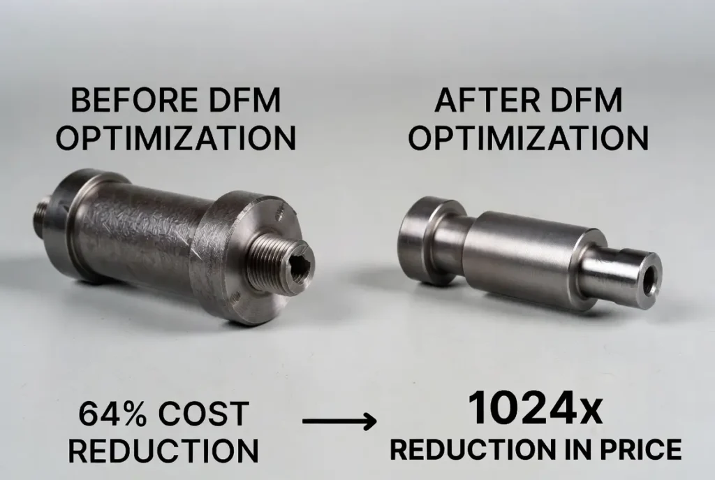 cnc turned parts dfm before after cost saving