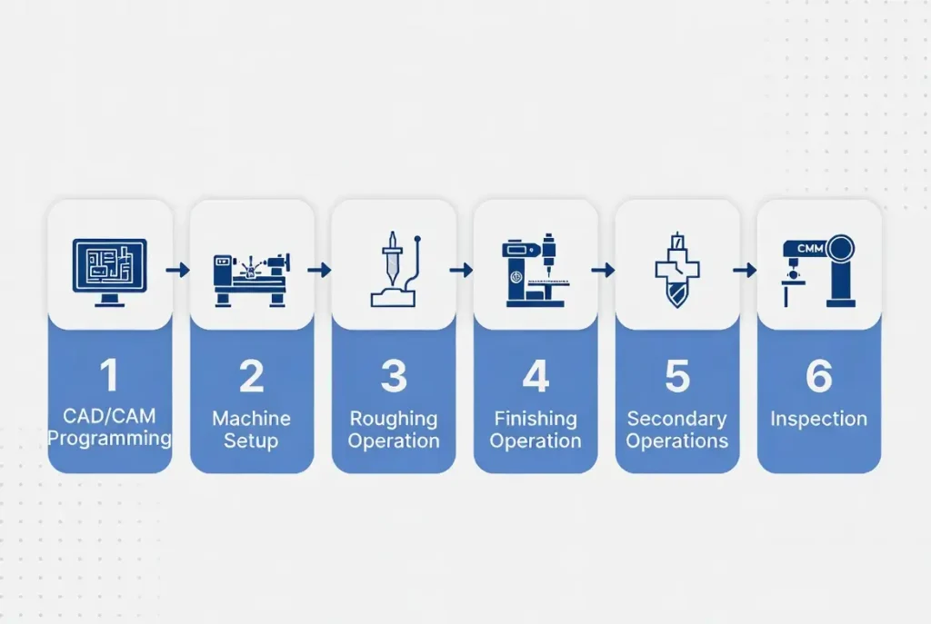 Step-by-step flowchart of the complete CNC turning manufacturing process