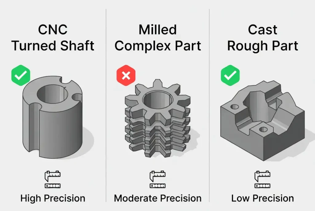 cnc turning vs milling vs casting comparison
