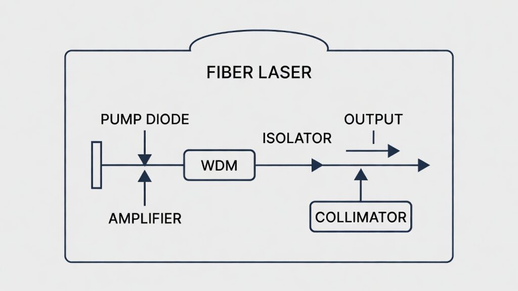 Diagram of a fiber laser system