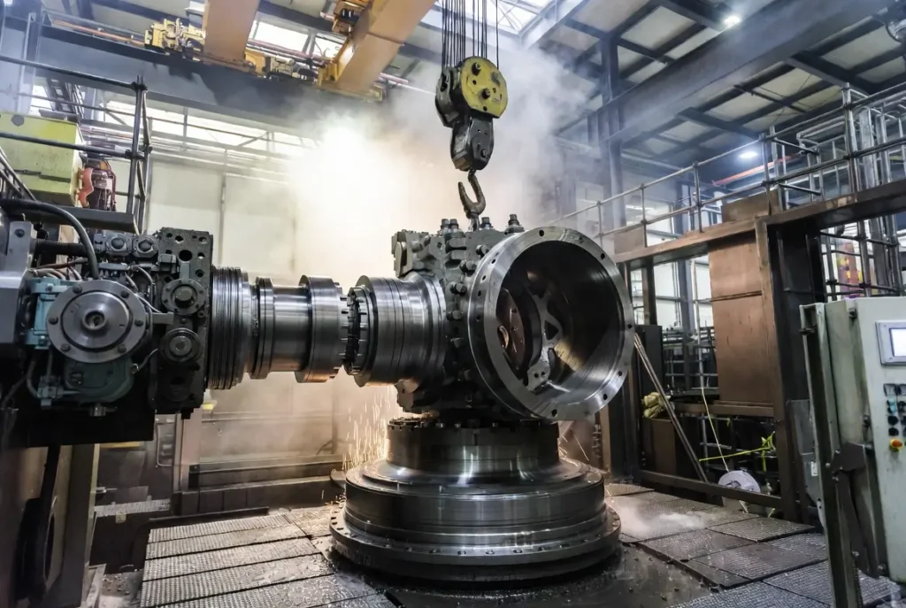 large cnc machined wind turbine hub vertical turning lathe