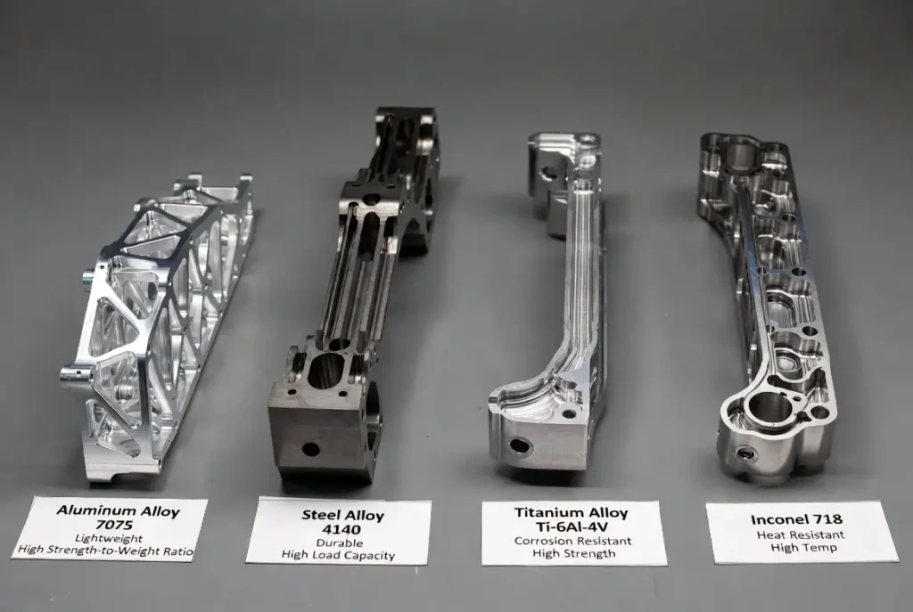 large part cnc machining material comparison aluminum steel titanium inconel
