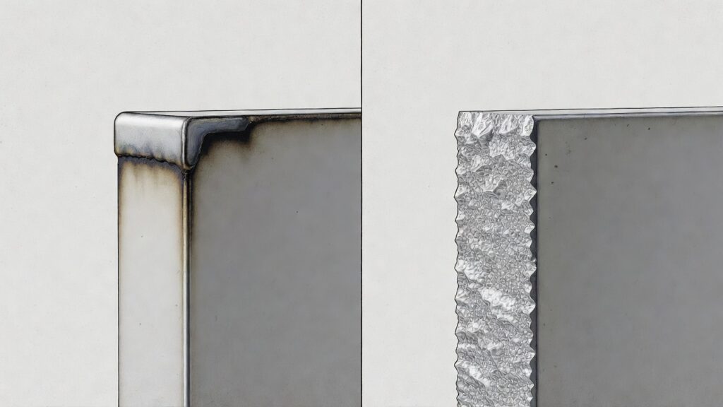 laser vs waterjet finepart edg on aluminum