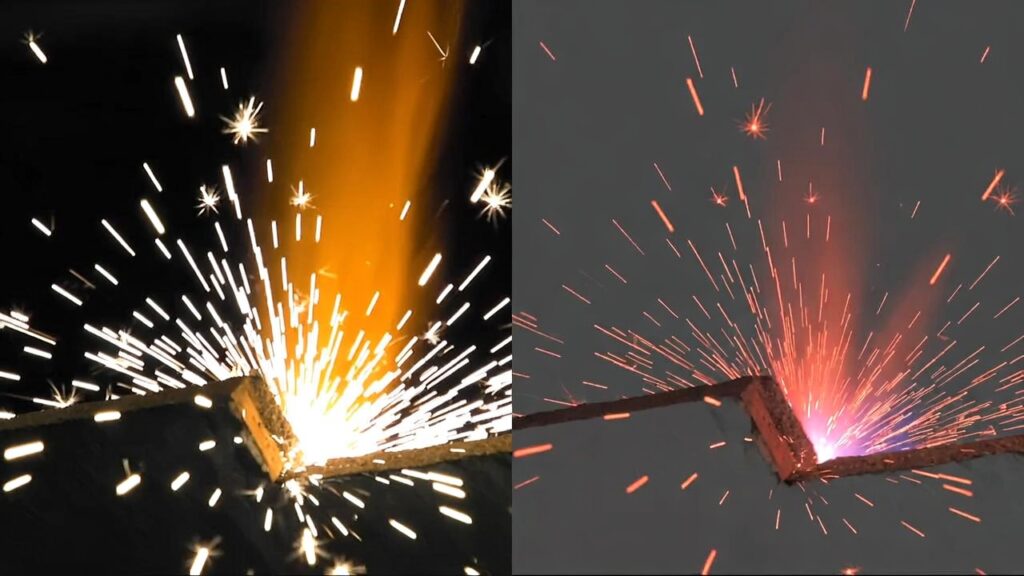 oxygen vs nitrogen laser cutting sparks split comparison