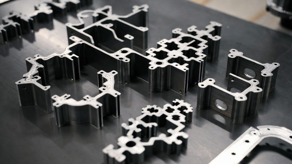 Examples of precision laser-cut metal parts showing intricate geometries and clean edges