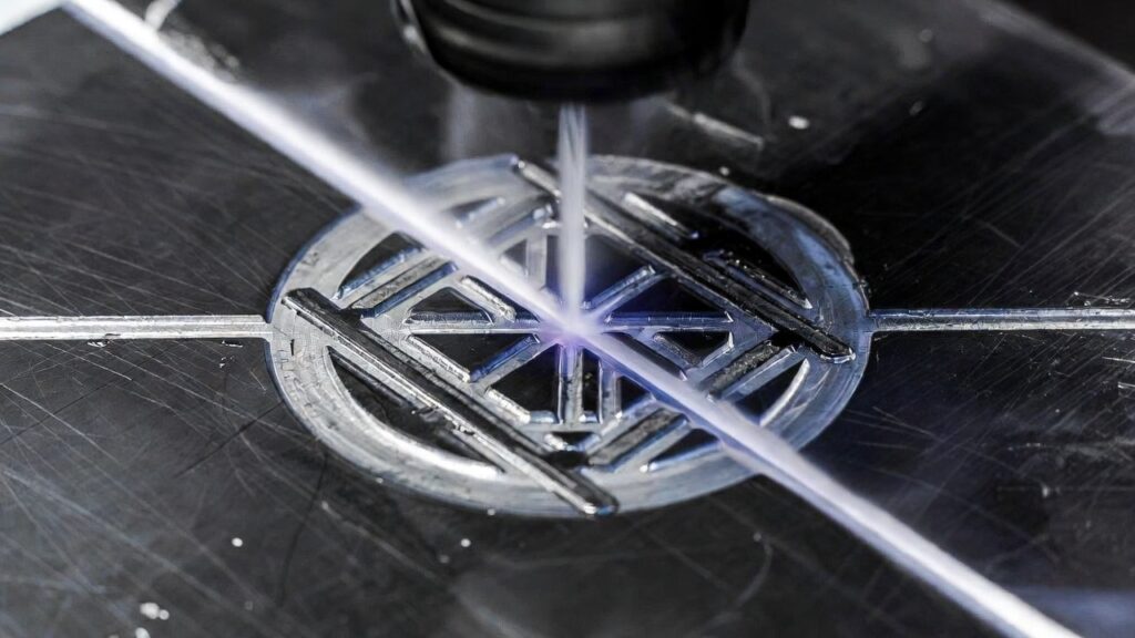waterjet cutting detailed pattern on metal