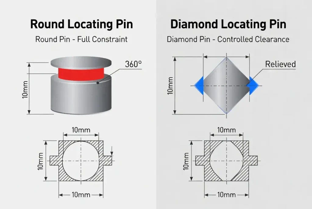 round vs diamond pin comparison