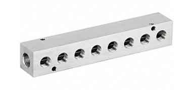Custom multi-port manifold fitting 316L BSP C-axis MAZAK 3-8 port distribution